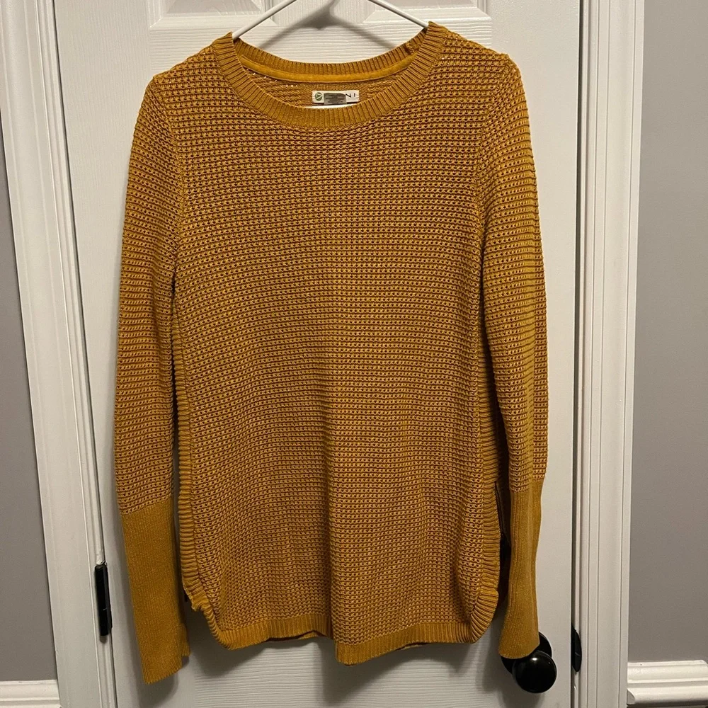 AKINI Dark Yellow Crewneck Cotton Blend Sweater With‎ Side Zip Size M
